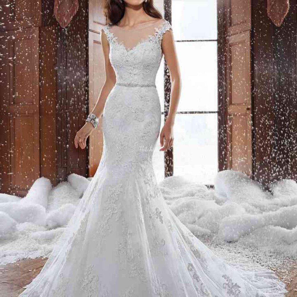 Sophia Tolli IVory Lace Wedding Dress Size 2, Fit & Flare Bling Sexy, Reg $4999
